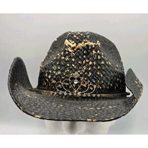 Peter Grimm - Keith Style Natural Fiber Weave Drifter Cowboy Hat Adorned W Tiara